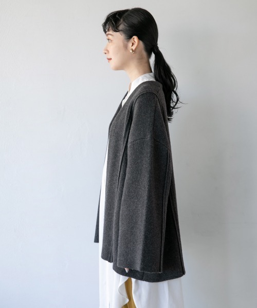 LOWRYS FARM（ローリーズファーム）の「５Ｇニットジャケットカーデ　897837（カーディガン/ボレロ・レディース・チャコールグレー/ベージュ/グリーン・FREE）」の7枚目の写真