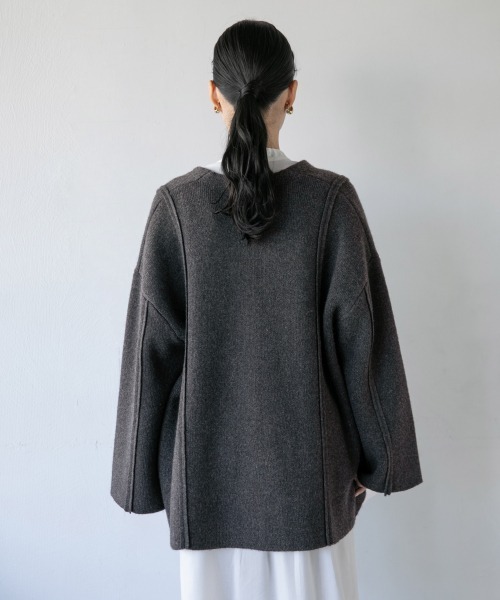 LOWRYS FARM（ローリーズファーム）の「５Ｇニットジャケットカーデ　897837（カーディガン/ボレロ・レディース・チャコールグレー/ベージュ/グリーン・FREE）」の8枚目の写真