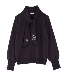 axes femme | ローズ刺繍ボータイニット(ニット/セーター)