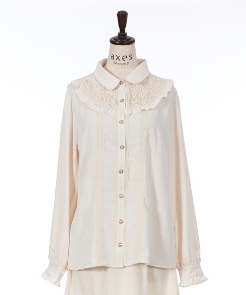 axes femme(アクシーズファム)の「ヨークレースブラウス(シャツ/ブラウス・レディース・ブラック/ベージュ/キナリ・MEDIUM/LARGE)」の9枚目の写真