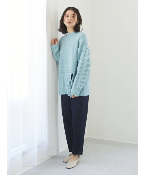 Green　Parks（グリーンパークス）の「センタープレスデニムパンツ＊★（デニムパンツ・レディース・オフホワイト/ワンウォッシュ・MEDIUM/LARGE）」の8枚目の写真