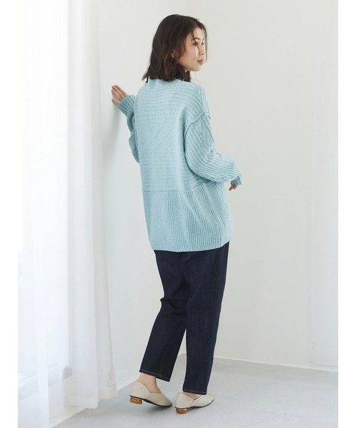 Green　Parks（グリーンパークス）の「センタープレスデニムパンツ＊★（デニムパンツ・レディース・オフホワイト/ワンウォッシュ・MEDIUM/LARGE）」の5枚目の写真