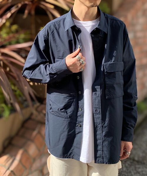 GLOSTER（グロスター）の「POPLIN Fishing Shirt フィッシングシャツ（シャツ/ブラウス・メンズ・ネイビー/ブラウン/オレンジ・L/S/M）」の13枚目の写真