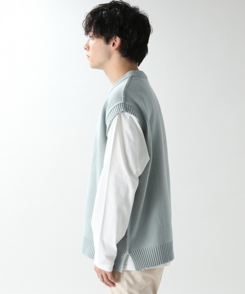 RAGEBLUE(レイジブルー)の「<ベスト&ロンTセット>ダメージニットベスト/934872(ベスト・メンズ・ライトブルー/ベージュ/オフホワイト・FREE)」の10枚目の写真