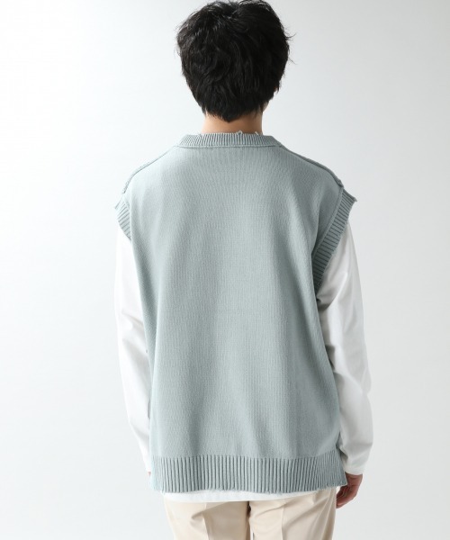 RAGEBLUE(レイジブルー)の「<ベスト&ロンTセット>ダメージニットベスト/934872(ベスト・メンズ・ライトブルー/ベージュ/オフホワイト・FREE)」の16枚目の写真