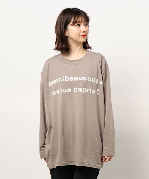 mercibeaucoup,（メルシーボークー）の「メルジュヴティー（Tシャツ/カットソー・レディース・ブラック/ブルー/ホワイト/ベージュ・FREE）」の3枚目の写真