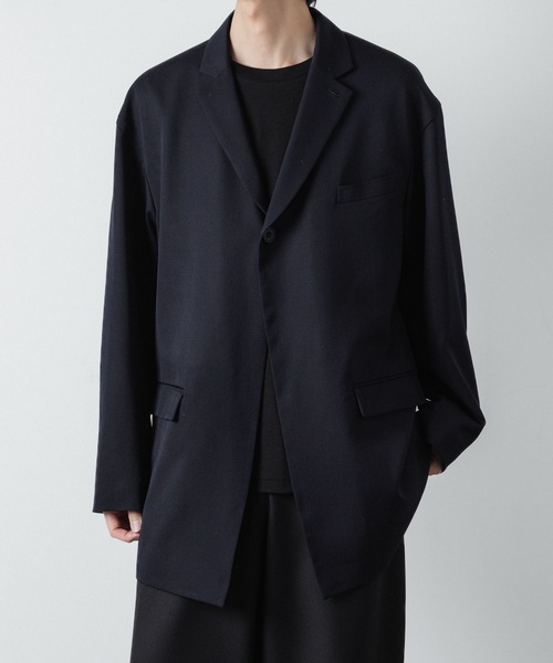 ato（アトウ）の「CLASSIC WOOL  LARGE SILHOUETTE JACKET（テーラードジャケット・メンズ・ブラック/ネイビー・46/48）」の8枚目の写真