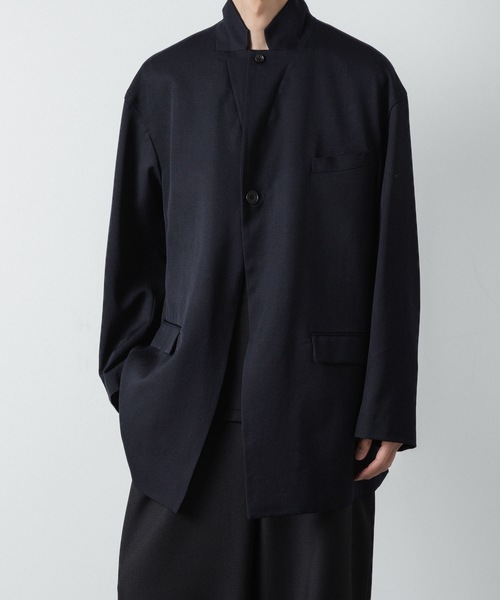 ato（アトウ）の「CLASSIC WOOL  LARGE SILHOUETTE JACKET（テーラードジャケット・メンズ・ブラック/ネイビー・46/48）」の7枚目の写真