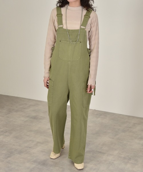 w closet（ダブルクローゼット）の「脇紐オーバーオール（サロペット/オーバーオール・レディース・カーキ/キナリ/ケミカルウォッシュ・FREE）」の3枚目の写真