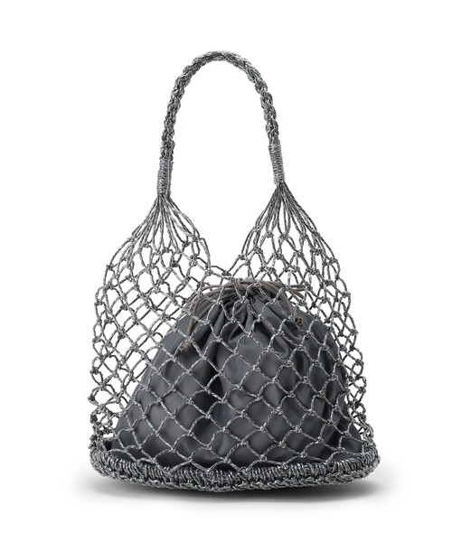 grove（グローブ）の「◆フィルムメッシュ巾着付きトート（トートバッグ・レディース・ブラック/シルバー/ガンメタ・00）」の3枚目の写真