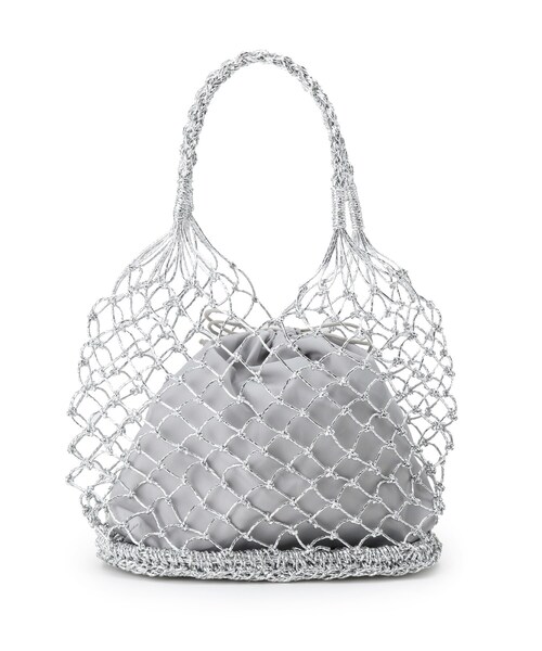 grove（グローブ）の「◆フィルムメッシュ巾着付きトート（トートバッグ・レディース・ブラック/シルバー/ガンメタ・00）」の7枚目の写真