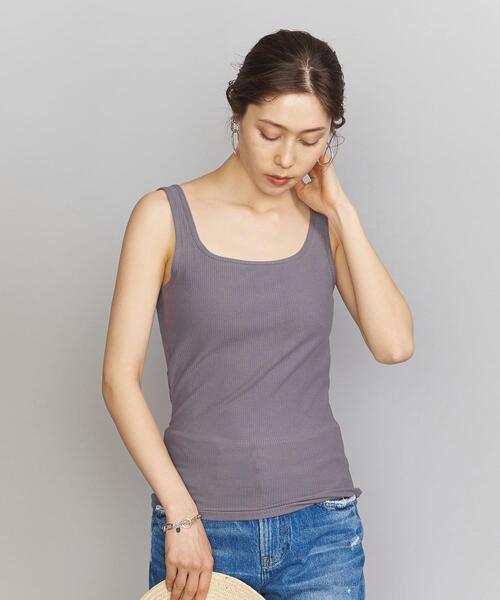 BEAUTY&YOUTH UNITED ARROWS（ビューティーアンドユースユナイテッドアローズ）の「BY ラウンドネックブラタンクトップ（タンクトップ・レディース・グレー/ホワイト/ブラック/オリーブ/モカ/ダークグリーン・FREE）」の3枚目の写真