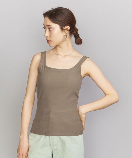BEAUTY&YOUTH UNITED ARROWS（ビューティーアンドユースユナイテッドアローズ）の「BY ラウンドネックブラタンクトップ（タンクトップ・レディース・グレー/ホワイト/ブラック/オリーブ/モカ/ダークグリーン・FREE）」の6枚目の写真