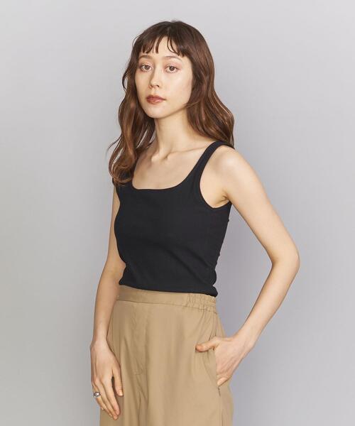BEAUTY&YOUTH UNITED ARROWS（ビューティーアンドユースユナイテッドアローズ）の「BY ラウンドネックブラタンクトップ（タンクトップ・レディース・グレー/ホワイト/ブラック/オリーブ/モカ/ダークグリーン・FREE）」の2枚目の写真