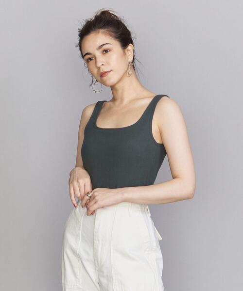 BEAUTY&YOUTH UNITED ARROWS（ビューティーアンドユースユナイテッドアローズ）の「BY ラウンドネックブラタンクトップ（タンクトップ・レディース・グレー/ホワイト/ブラック/オリーブ/モカ/ダークグリーン・FREE）」の5枚目の写真