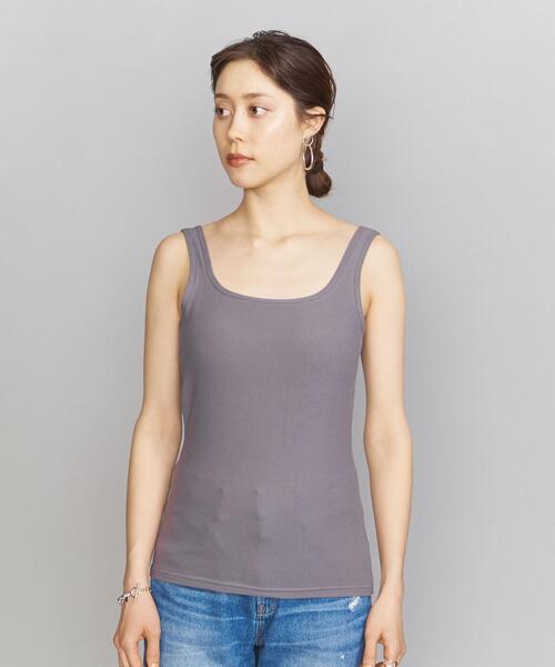 BEAUTY&YOUTH UNITED ARROWS（ビューティーアンドユースユナイテッドアローズ）の「BY ラウンドネックブラタンクトップ（タンクトップ・レディース・グレー/ホワイト/ブラック/オリーブ/モカ/ダークグリーン・FREE）」の7枚目の写真