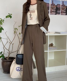 ABITOKYO | 【セットアップ】ビックシルエットシングルジャケット+センタープレスセミワイドパンツ２点セット(セットアップ)