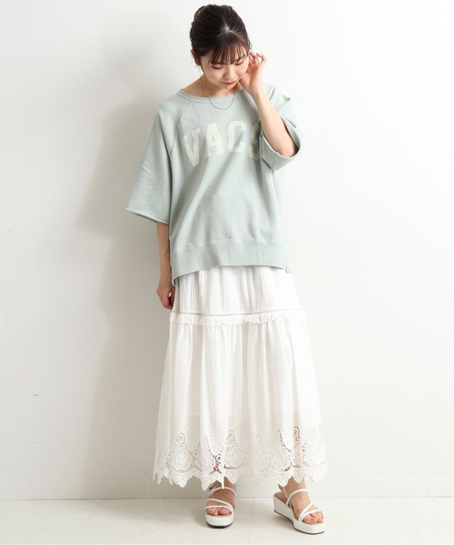 SLOBE IENA（スローブイエナ）の「VACS ハーフスリーブスウェット【手洗い可能】◆（スウェット・レディース・ホワイト/チャコールグレー/ブラウン/ライトグリーン・FREE）」の11枚目の写真