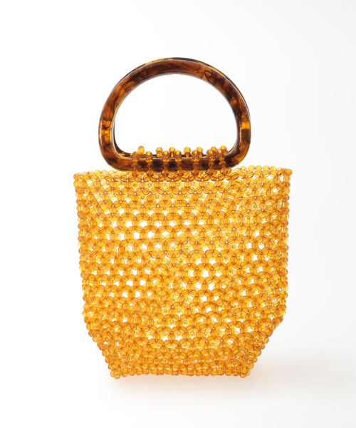 Simplicite(サンプリシテ)の「アクリルハンドルビーズBAG◆(ハンドバッグ・レディース・イエロー/ホワイト・FREE)」の3枚目の写真