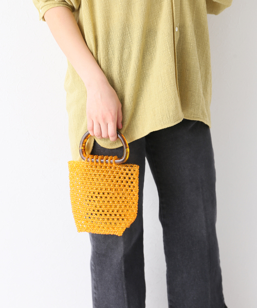 Simplicite(サンプリシテ)の「アクリルハンドルビーズBAG◆(ハンドバッグ・レディース・イエロー/ホワイト・FREE)」の15枚目の写真