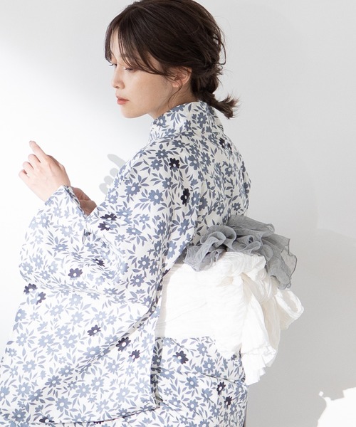 ゆかた館グレース(ユカタカングレース)の「こだわり浴衣5点セット(浴衣・レディース・ベージュ/グレー/オフホワイト/キナリ/グレー系/ベージュ系/ホワイト×イエロー/ホワイト×ブラック/ブルーグレー/アイボリー/ホワイト・FREE)」の8枚目の写真