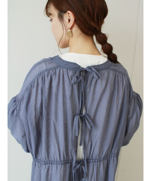 ehka sopo（エヘカソポ）の「シアーリボンワンピース（ワンピース・レディース・キナリ/ピンク/ブルー・ﾌﾘ-）」の9枚目の写真