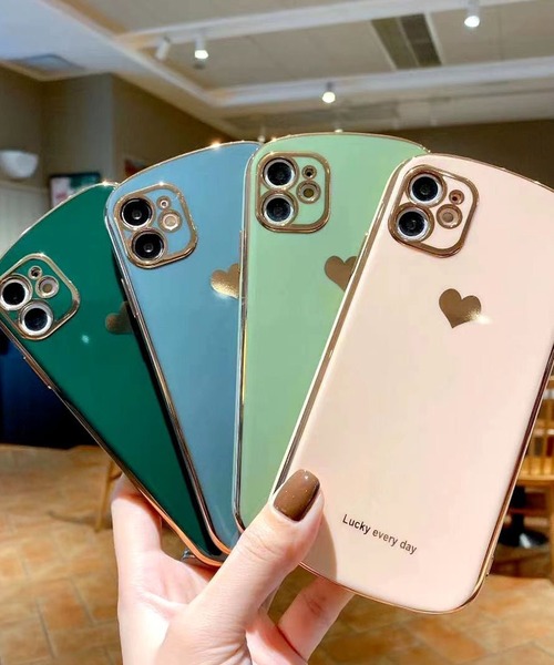 ゴールドフレーム ハートワンポイント iPhoneケース（スマホケース