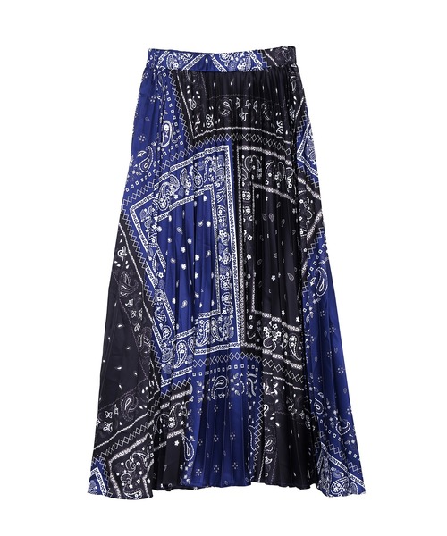 Figments（フィグメンツ）の「バンダナ柄プリーツロングスカート（スカート・レディース・ブルー・FREE）」の4枚目の写真