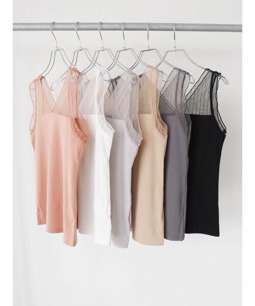Sugar spoon（シュガースプーン）の「・SUGAR SPOON チュールキリカエタンク＊（タンクトップ・レディース・オフホワイト/ベージュ/オレンジ/ライトグレー/チャコールグレー/ブラック・FREE）」の19枚目の写真