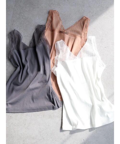 Sugar spoon（シュガースプーン）の「・SUGAR SPOON チュールキリカエタンク＊（タンクトップ・レディース・オフホワイト/ベージュ/オレンジ/ライトグレー/チャコールグレー/ブラック・FREE）」の20枚目の写真