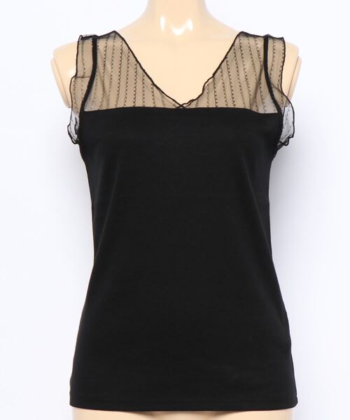 Sugar spoon（シュガースプーン）の「・SUGAR SPOON チュールキリカエタンク＊（タンクトップ・レディース・オフホワイト/ベージュ/オレンジ/ライトグレー/チャコールグレー/ブラック・FREE）」の9枚目の写真