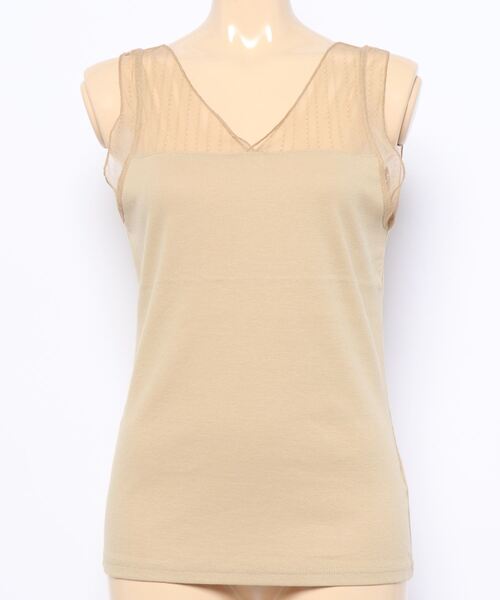 Sugar spoon（シュガースプーン）の「・SUGAR SPOON チュールキリカエタンク＊（タンクトップ・レディース・オフホワイト/ベージュ/オレンジ/ライトグレー/チャコールグレー/ブラック・FREE）」の10枚目の写真