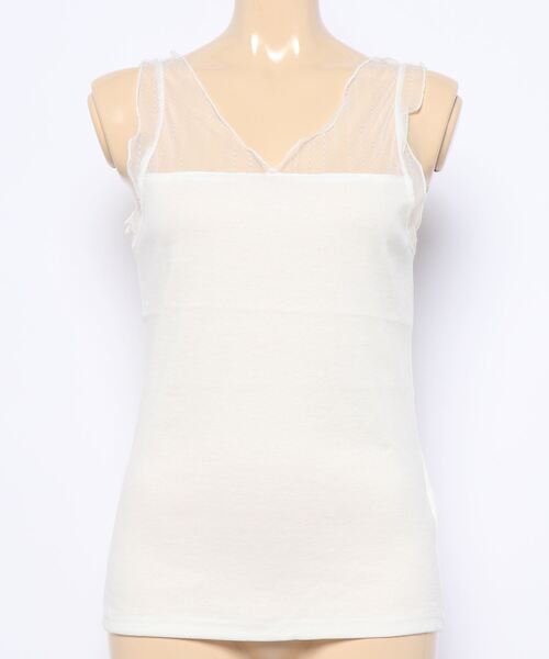 Sugar spoon（シュガースプーン）の「・SUGAR SPOON チュールキリカエタンク＊（タンクトップ・レディース・オフホワイト/ベージュ/オレンジ/ライトグレー/チャコールグレー/ブラック・FREE）」の11枚目の写真