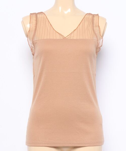 Sugar spoon（シュガースプーン）の「・SUGAR SPOON チュールキリカエタンク＊（タンクトップ・レディース・オフホワイト/ベージュ/オレンジ/ライトグレー/チャコールグレー/ブラック・FREE）」の12枚目の写真