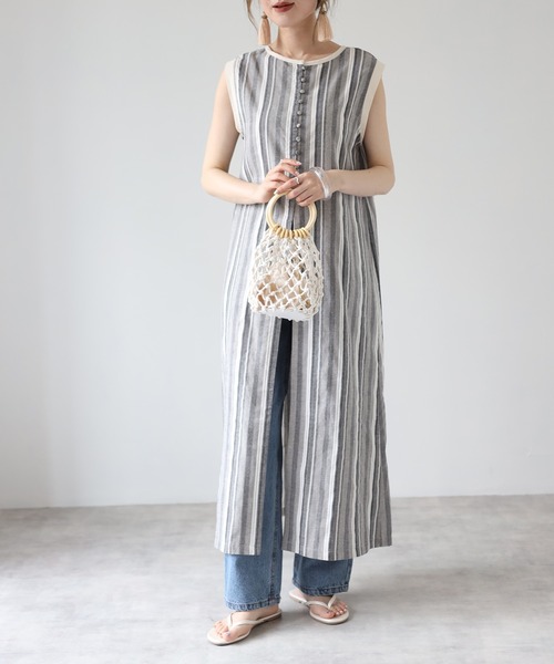 リネンライクストライプジレ ワンピース 4youstory フォーユーストーリー のファッション通販 Zozotown