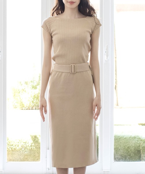 Julia Boutique（ジュリアブティック）の「2WAYネックニット+タイトスカートセットアップ/21130（アンサンブル・レディース・ブラック/ベージュ/パープル・ONE）」の5枚目の写真