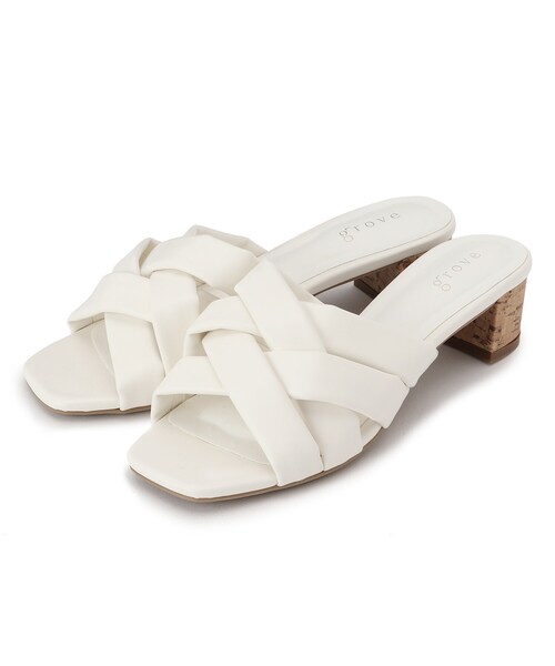 grove（グローブ）の「◆さしメッシュパデットサンダル30（サンダル・レディース・ブラック/ベージュ/オフホワイト・35/45）」の2枚目の写真