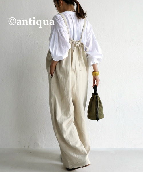 antiqua（アンティカ）の「リラクシーな雰囲気。リネンサロペット（サロペット/オーバーオール・レディース・ネイビー/ナチュラル/ブラック・FREE）」の19枚目の写真