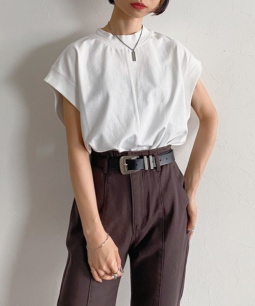 PAGEBOY（ページボーイ）の「スローサイズカットフレンチスリーブ（Tシャツ/カットソー・レディース・ブラック/オフホワイト/イエロー系その他/グレイッシュベージュ・FREE）」の7枚目の写真