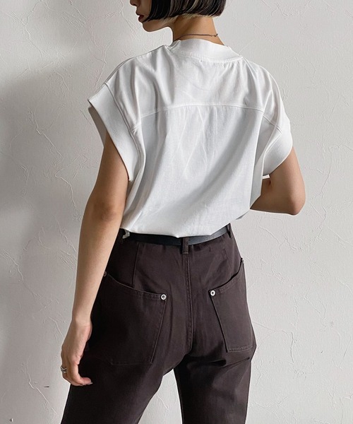 PAGEBOY（ページボーイ）の「スローサイズカットフレンチスリーブ（Tシャツ/カットソー・レディース・ブラック/オフホワイト/イエロー系その他/グレイッシュベージュ・FREE）」の10枚目の写真