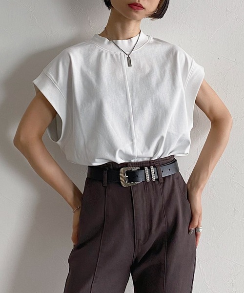 PAGEBOY（ページボーイ）の「スローサイズカットフレンチスリーブ（Tシャツ/カットソー・レディース・ブラック/オフホワイト/イエロー系その他/グレイッシュベージュ・FREE）」の13枚目の写真