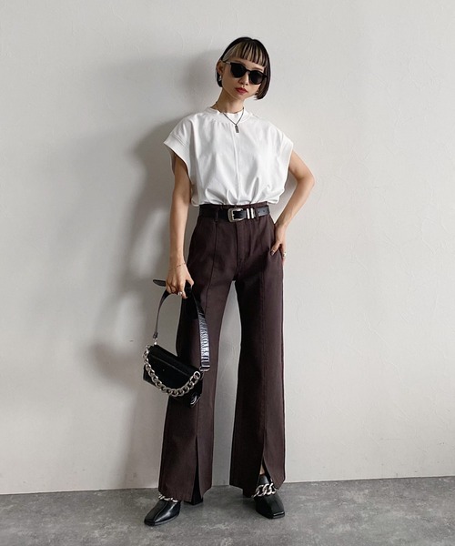 PAGEBOY（ページボーイ）の「スローサイズカットフレンチスリーブ（Tシャツ/カットソー・レディース・ブラック/オフホワイト/イエロー系その他/グレイッシュベージュ・FREE）」の15枚目の写真