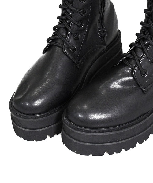 NOFALL（ノーフォール）の「トラックソールレースアップロングビガーブーツ（ブーツ・レディース・ホワイト/ブラック・LL/3L/S/M/L）」の3枚目の写真