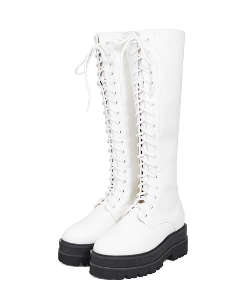 NOFALL（ノーフォール）の「トラックソールレースアップロングビガーブーツ（ブーツ・レディース・ホワイト/ブラック・LL/3L/S/M/L）」の12枚目の写真