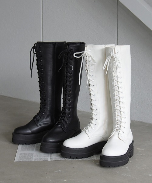 NOFALL（ノーフォール）の「トラックソールレースアップロングビガーブーツ（ブーツ・レディース・ホワイト/ブラック・LL/3L/S/M/L）」の20枚目の写真