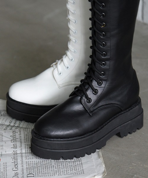 NOFALL（ノーフォール）の「トラックソールレースアップロングビガーブーツ（ブーツ・レディース・ホワイト/ブラック・LL/3L/S/M/L）」の16枚目の写真