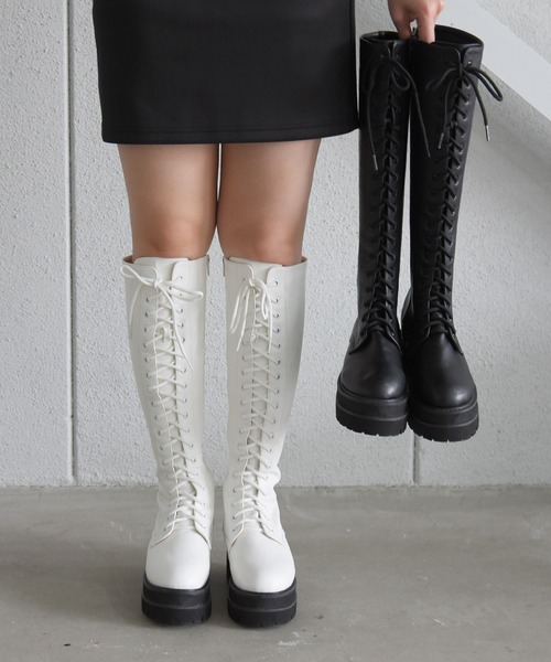 NOFALL（ノーフォール）の「トラックソールレースアップロングビガーブーツ（ブーツ・レディース・ホワイト/ブラック・LL/3L/S/M/L）」の14枚目の写真