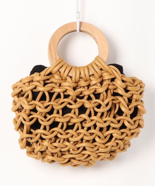 ALIENINA（アリエニーナ）の「【ALIENINA/アリエニーナ】ウッドハンドル ミニ コットン ロープバッグ（ハンドバッグ・レディース・ライトグレー/ベージュ/マスタード/チョコ・FREE）」の4枚目の写真