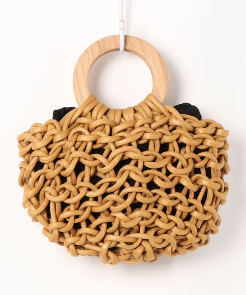 ALIENINA（アリエニーナ）の「【ALIENINA/アリエニーナ】ウッドハンドル ミニ コットン ロープバッグ（ハンドバッグ・レディース・ライトグレー/ベージュ/マスタード/チョコ・FREE）」の6枚目の写真
