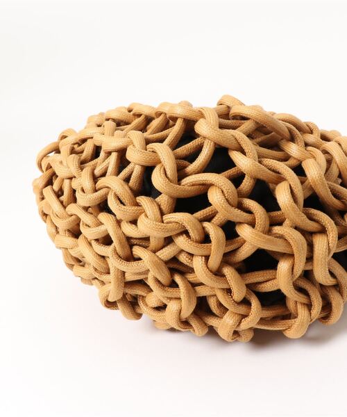 ALIENINA（アリエニーナ）の「【ALIENINA/アリエニーナ】ウッドハンドル ミニ コットン ロープバッグ（ハンドバッグ・レディース・ライトグレー/ベージュ/マスタード/チョコ・FREE）」の5枚目の写真